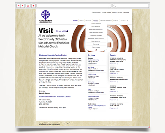 Web - Web Design - Huntsville First <br />United Methodist Church - Website 2