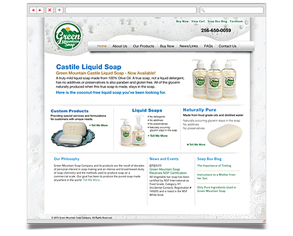 Web - Web Design - Green Mountain Soap Company - Website 1
