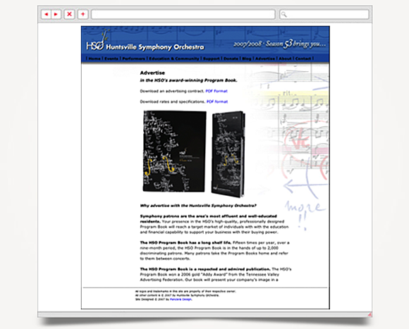 Web - Web Design - Huntsville Symphony Orchestra - Website 2