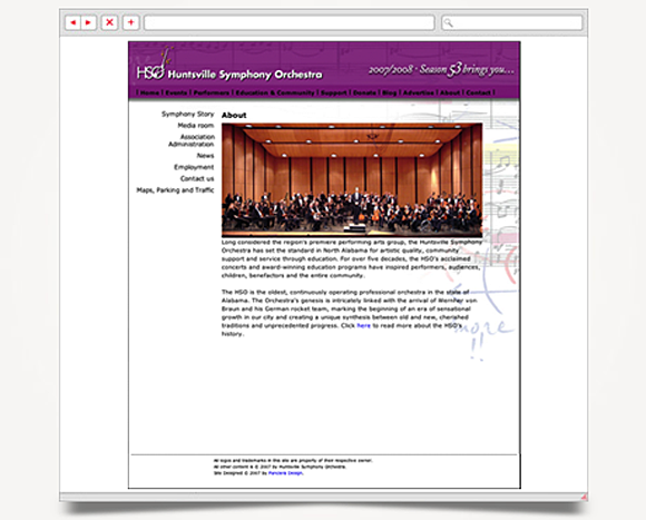 Web - Web Design - Huntsville Symphony Orchestra - Website 3