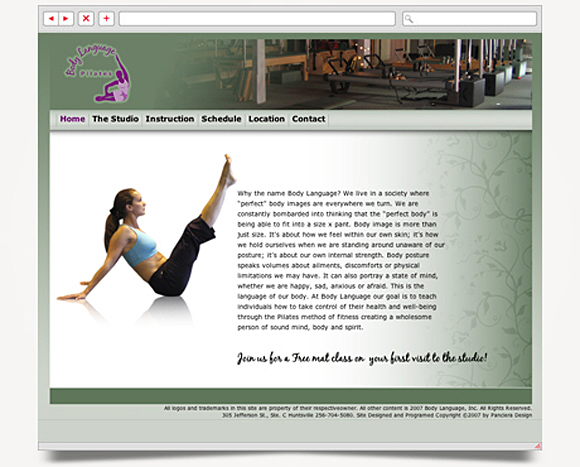 Web - Web Design - Body Language Pilates - Website 1